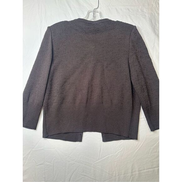 Gorgeous St. John Floral Accented Brown Cardigan, Size Small - Picture 5 of 8